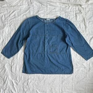 Vintage 90s minimalist chambray shirt long sleeve cotton cottagecore casual